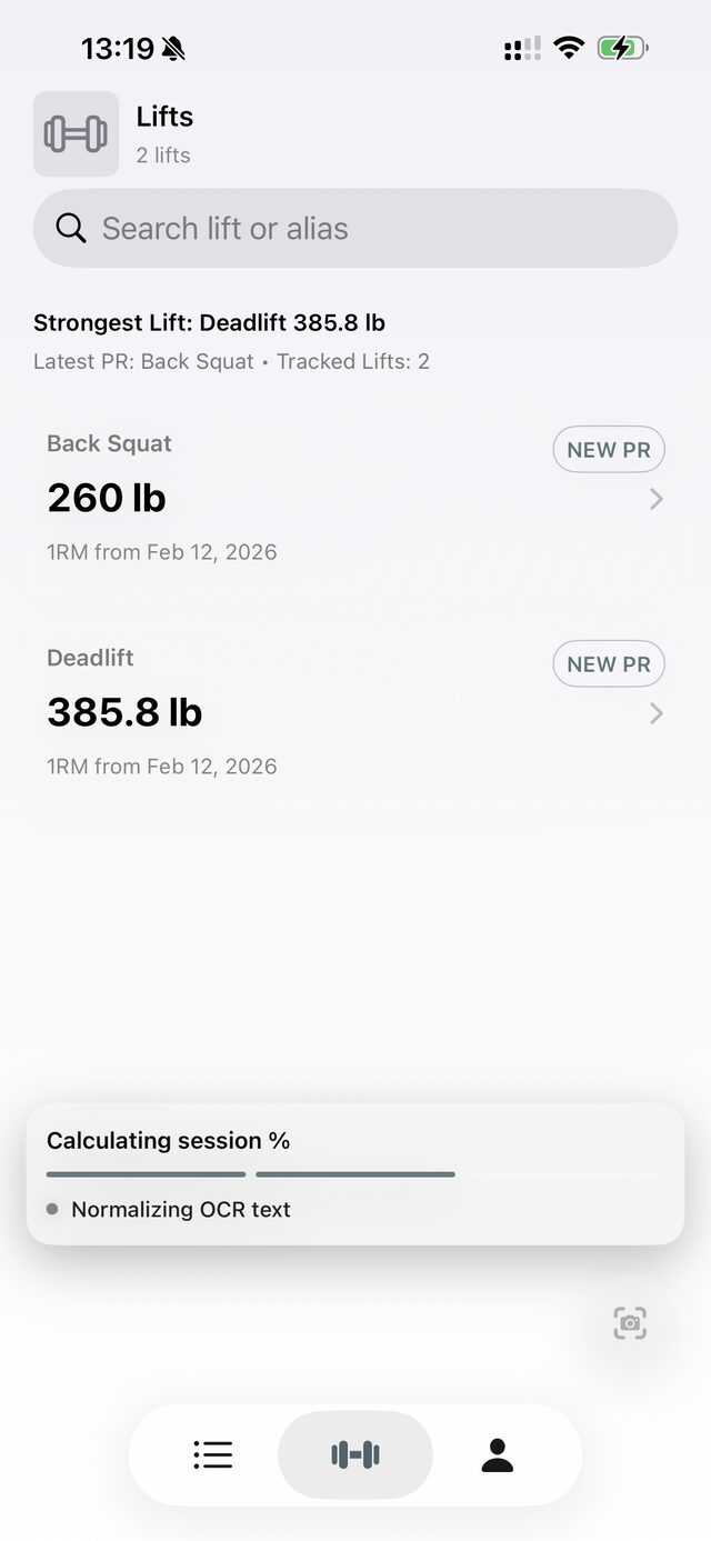 OCR processing a whiteboard photo to calculate session percentages